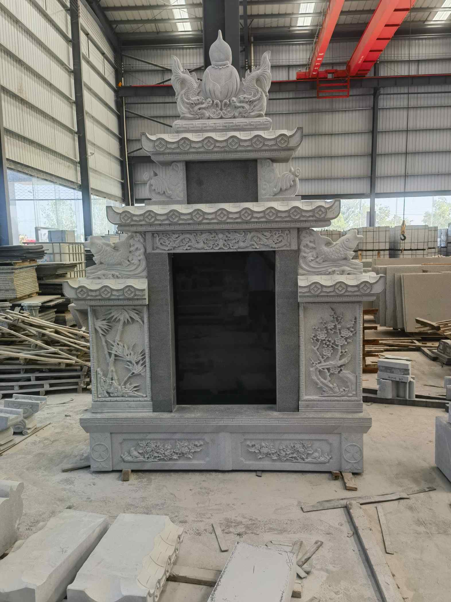 双鸭山 芝麻灰高档墓碑、土墓，一套也支持定做