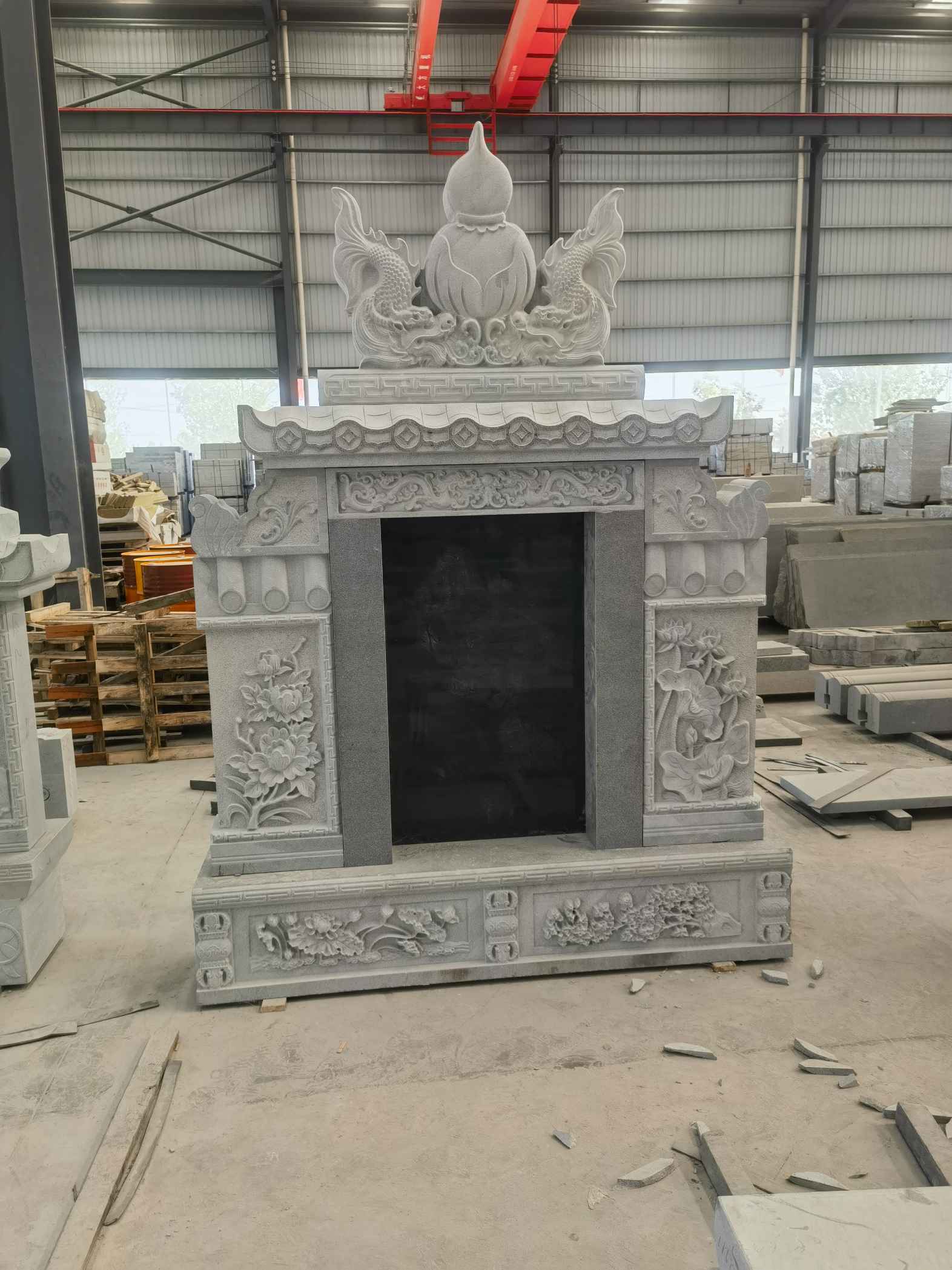 双鸭山 芝麻灰高档墓碑、土墓，一套也支持定做